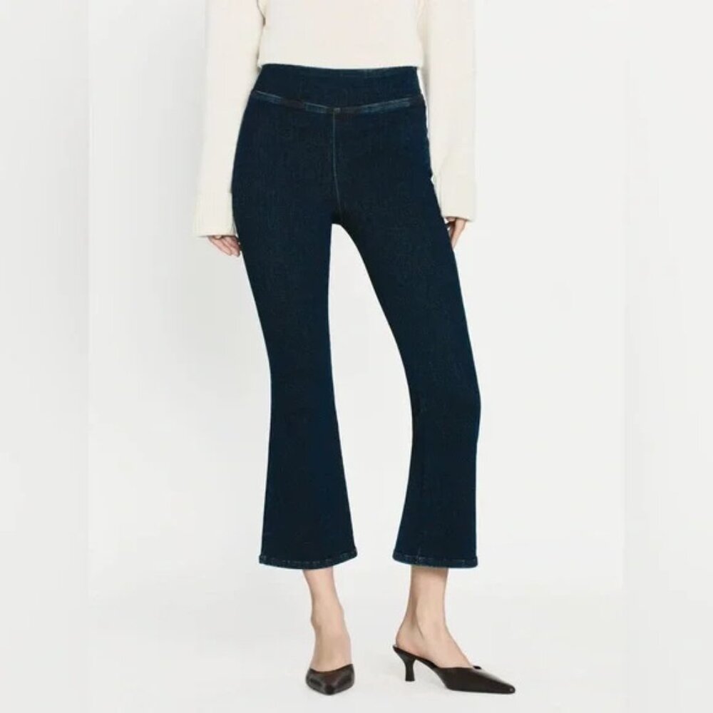 Frame Dark Wash Jetset High Rise Crop Mini Bootcut Jeans